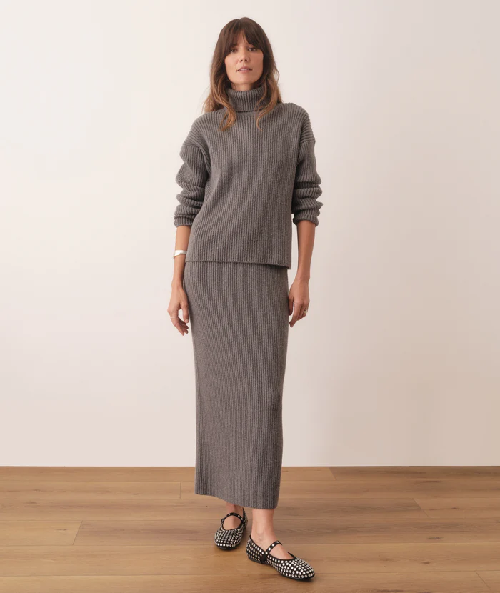 Marine Layer W Isla Sweater Skirt Charcoal